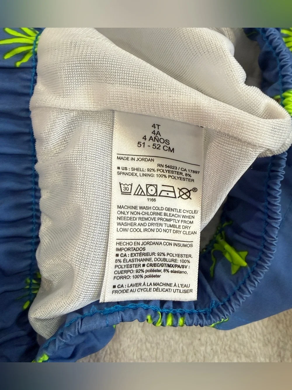Boys 4T Toddler Swim Suit Trunks Board Shorts Squid Old Navy Neon